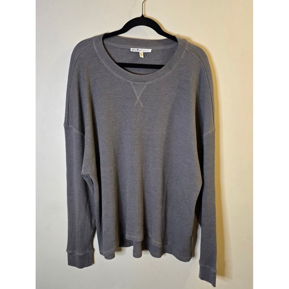 Seven7 Grey Waffle Knit Long Sleeve Xxl